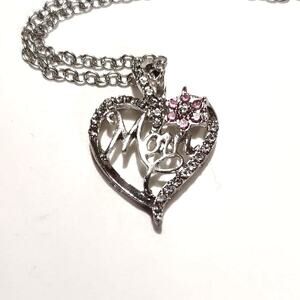 Mother's Day Necklace Mom Heart 925 Chain Rhinestones Christmas Birthday Gift